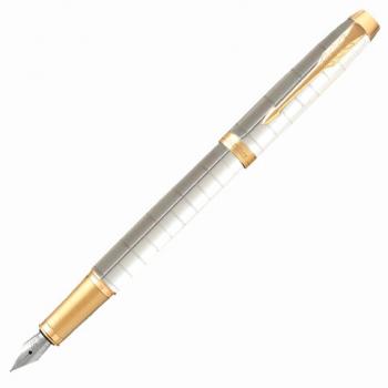 Ручка перьевая PARKER "IM Premium Pearl GT", корпус жемчужный лак, позолоченные детали, синяя, 2143649 - Премиум Сервис