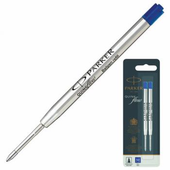 Стержень шариковый PARKER "Quinkflow", КОМПЛЕКТ 2 шт., металлический, 98 мм, узел 1 мм, блистер, синий, 1950373 - Премиум Сервис