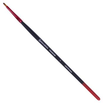 Кисть синтетика, плоская № 1, BRAUBERG PREMIUM, 201010 - Премиум Сервис