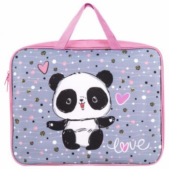 Папка на молнии с ручками BRAUBERG А4, 1 отделение, полиэстер, 80 мм, "Funny panda", 271127 - Премиум Сервис