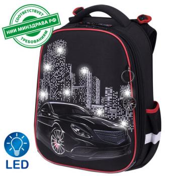 Ранец BRAUBERG PREMIUM, 2 отделения, с брелком, "City car", LED ЛАМПОЧКИ, 38х29х16 см, 271356 - Премиум Сервис