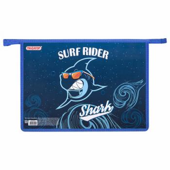 Папка для тетрадей ПИФАГОР А4, 1 отделение, картон/пластик, на молнии, "Shark Attack", 271437 - Премиум Сервис