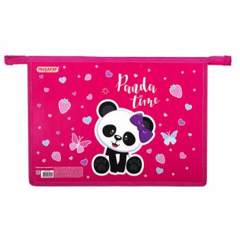 Папка для тетрадей ПИФАГОР А4, 1 отделение, картон/пластик, на молнии, "Panda Time", 271440 - Премиум Сервис