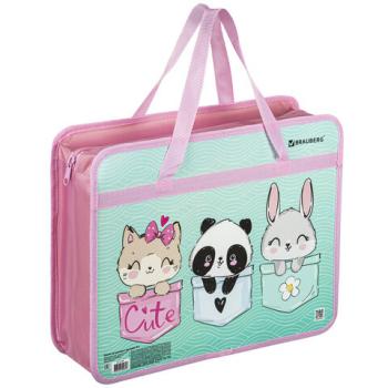 Папка на молнии с ручками BRAUBERG А4, 1 отделение, пластик, 80 мм, "BEST PALS", 271467 - Премиум Сервис