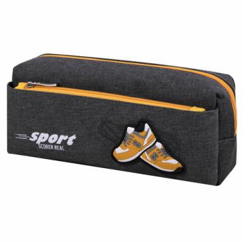 Пенал мягкий ЮНЛАНДИЯ, 2 отделения, полиэстер, "Sport scorer", серый, 20х9х6 см, 271575 - Премиум Сервис