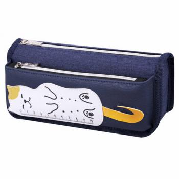 Пенал мягкий ЮНЛАНДИЯ, 2 отделения, полиэстер, "Cats rule", синий, 21х9х6 см, 271576 - Премиум Сервис