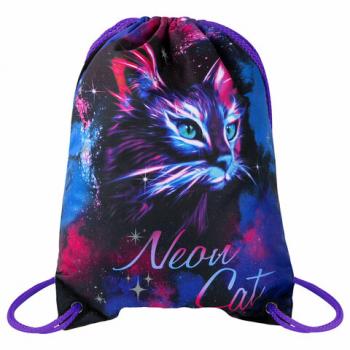 Мешок для обуви BRAUBERG PREMIUM, карман, подкладка, светоотражайка, 43х33 см, "Neon cat", 271621 - Премиум Сервис