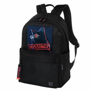 Рюкзак BRAUBERG FASHION CITY универсальный, карман-антивор, "Missing cat", черный, 44х31х16 см, 271673 - Премиум Сервис