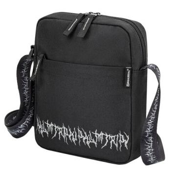 Сумка на плечо BRAUBERG COMPACT с карманом, черная с принтом, 23х17х5 см, 271686 - Премиум Сервис