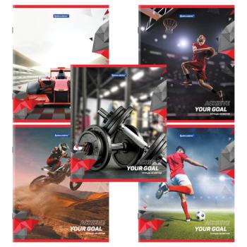 Тетрадь А5 48 л. BRAUBERG скоба, клетка, обложка картон, "Sport Club", 404363 - Премиум Сервис