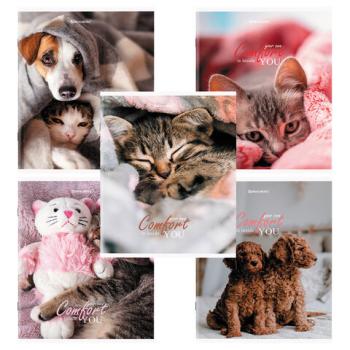 Тетрадь А5 48 л. BRAUBERG скоба, линия, обложка картон, "Питомцы", 404386 - Премиум Сервис