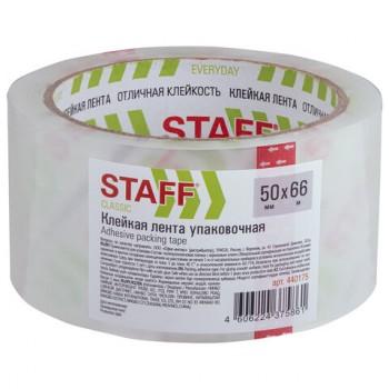 Клейкая лента упаковочная 50 мм x 66 м, прозрачная, толщина 40 микрон, STAFF CLASSIC, 440175 - Премиум Сервис