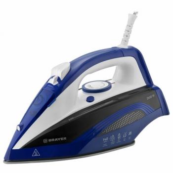 Утюг BRAYER BR4002BL, 2400 Вт, керамическое покрытие, самоочистка, антикапля, антинакипь, синий - Премиум Сервис