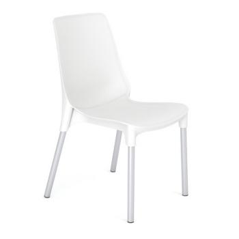 Стул для столовых, кафе, дома SHT-S75, серебристый металлический каркас, пластик белый - Премиум Сервис