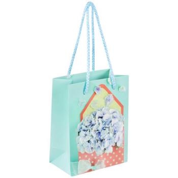 Пакет подарочный 11,4x6,4x14,6 см ЗОЛОТАЯ СКАЗКА "Summer Flowers", глиттер, голубой, 608246 - Премиум Сервис
