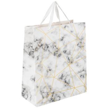Пакет подарочный 26,5x12,7x33 см ЗОЛОТАЯ СКАЗКА "Golden Marble", тиснение фольгой, 608251 - Премиум Сервис