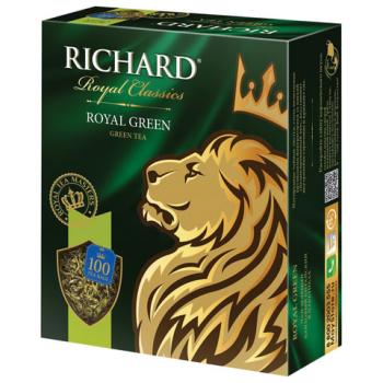Чай RICHARD (Ричард) "Royal Green", зеленый, 100 пакетиков по 2 г, 610150 - Премиум Сервис