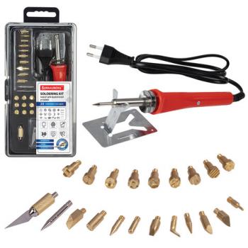 Набор для выжигания и пайки, 20 насадок + нож, в пластиковом кейсе, BRAUBERG, 664701 - Премиум Сервис