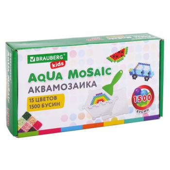Аквамозаика 15 цветов, 1500 бусин, с трафаретами и инструментами, BRAUBERG KIDS, 664913 - Премиум Сервис