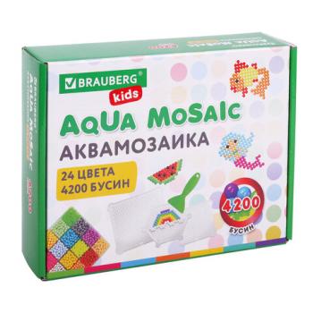 Аквамозаика 24 цвета 4200 бусин, с трафаретами, инструментами и аксессуарами, BRAUBERG KIDS, 664916 - Премиум Сервис