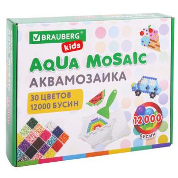 Аквамозаика 30 цветов 12000 бусин, с трафаретами, инструментами, аксессуарами, BRAUBERG KIDS, 664917 - Премиум Сервис