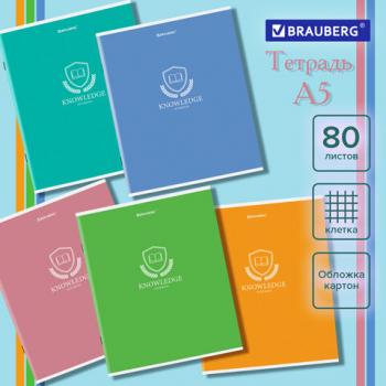 Тетрадь А5 80л. BRAUBERG скоба, клетка, ДИЗАЙН 1, Код_1С, 404409 - Премиум Сервис