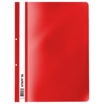 Скоросшиватель пластиковый с перфорацией STAFF, А4, 100/120 мкм, красный, 27хххх - Премиум Сервис