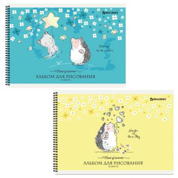 Альбом д/рис. А4 32л., гребень, обложка картон, BRAUBERG, 205х290мм, Листья, (2 вида), 106698 - Премиум Сервис