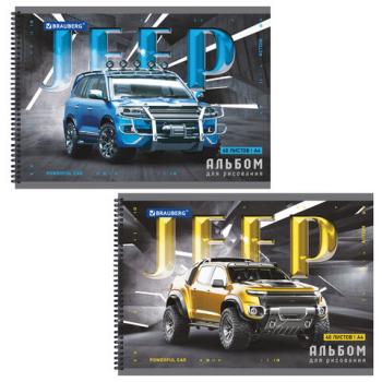 Альбом д/рис. А4 40л., гребень, обложка картон, BRAUBERG, 205х290мм, Джипы, (2 вида), 106709 - Премиум Сервис
