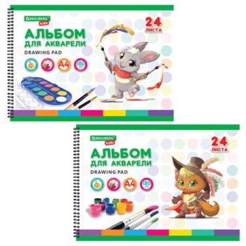 Альбом д/акварели А4 24л., бумага 180 г/м, гребень, обложка картон, BRAUBERG KIDS, Пират, (2 вида), 106712 - Премиум Сервис