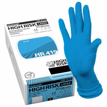 Перчатки латексные смотровые MANUAL HIGH RISK HR419 Австрия 25 пар (50шт), размер S малый - Премиум Сервис