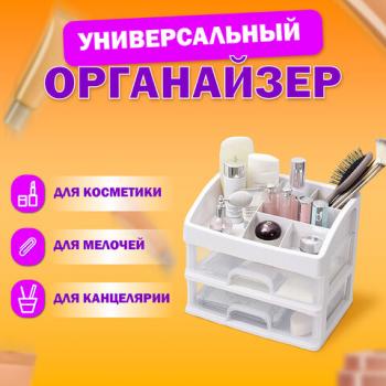 Органайзер для хранения косметики, канцтоваров, мелочей ДВА УРОВНЯ, 20.5*16*23см, DAS - Премиум Сервис