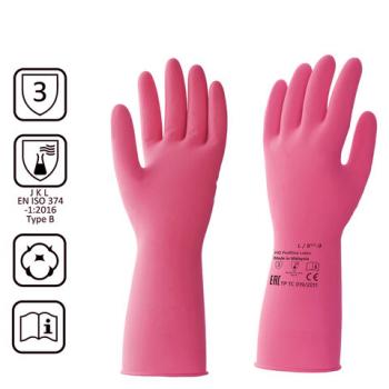 Перчатки латексные КЩС, прочные, хлопковое напыление, размер 8,5-9 L, большой, красные, HQ Profiline, 73585 - Премиум Сервис