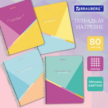 Тетрадь А5 80л. BRAUBERG гребень, клетка, ДИЗАЙН 4, Код_1С, 404416 - Премиум Сервис