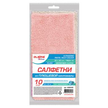 Салфетки для уборки из ПЛЮШЕВОЙ микрофибры 30х30см, КОМПЛЕКТ 10шт "PASTEL", LAIMA HOME - Премиум Сервис