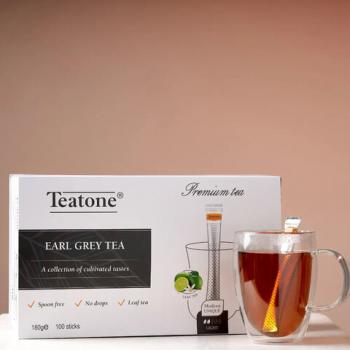 Чай в стиках TEATONE, черный с ароматом бергамота, 100 стиков по 1,8г, ш/к 80180, 64 - Премиум Сервис