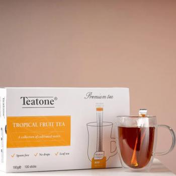 Чай TEATONE "Tropical fruit tea" черный с ароматом тропических фруктов, 100 стиков по 1,8 г, 1247 - Премиум Сервис