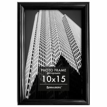 Рамка 10*15см небьющаяся, багет 14 мм, пластик, BRAUBERG "Original", черная, 391227 - Премиум Сервис