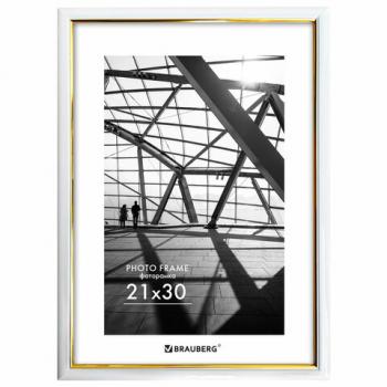 Рамка 21*30см небьющаяся, багет 14,6 мм, пластик, BRAUBERG "Original Line", белая/золото, 391236 - Премиум Сервис