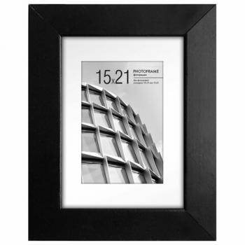 Рамка 15х21см с паспарту 10х15см небьющаяся, багет 40 мм, МДФ, BRAUBERG "Malcolm", черная, 391268 - Премиум Сервис