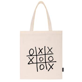Сумка-шоппер BRAUBERG PREMIUM, канвас, 40х35 см, на кнопке, карман, бежевый, Tic tac toe, 271902 - Премиум Сервис