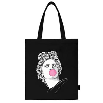 Сумка-шоппер BRAUBERG PREMIUM, канвас, 40х35 см, на кнопкe, карман, черный, Aphrodite, 271904 - Премиум Сервис