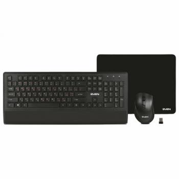 Набор беспроводной SVEN KB-C3800W, клавиатура, мышь 5 кнопок +1 колесо-кнопка, коврик, SV-017293 - Премиум Сервис