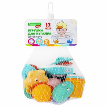 Игрушка для ванной набор 17 штук, БОЛЬШОЙ НАБОР, с сетью для хранения, BRAUBERG KIDS,, 665187 - Премиум Сервис