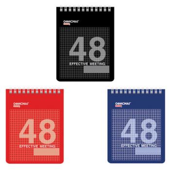Блокнот МАЛЫЙ ФОРМАТ А6 108х146 мм, 48 л., гребень, мелованная картонная обложка, клетка, ОФИСМАГ, 3 вида, 121832 - Премиум Сервис