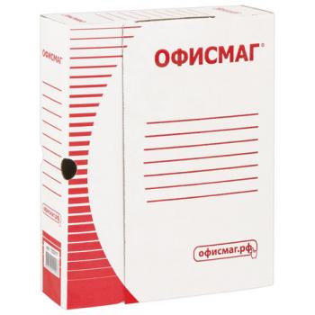 Короб архивный с клапаном А4 (260х325 мм), 75 мм, до 700 листов, плотный, микрогофрокартон, БЕЛЫЙ, ОФИСМАГ, 123017 - Премиум Сервис