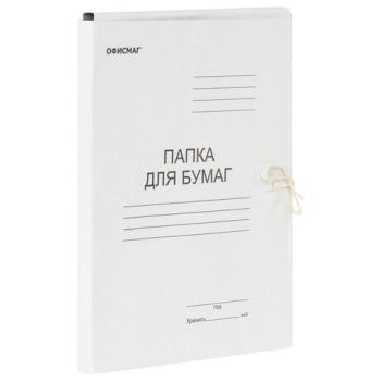 Папка для бумаг с завязками картонная ОФИСМАГ, гарантированная плотность 220 г/м2, до 200 листов, 127817 - Премиум Сервис