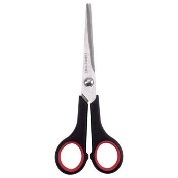 Ножницы ОФИСМАГ "Soft Grip", 165 мм, резиновые вставки, черно-красные, 3-х стороняя заточка, 236455 - Премиум Сервис