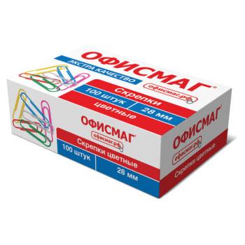 Скрепки ЭКСТРА ОФИСМАГ 28 мм цветные 100 штук, 271316 - Премиум Сервис