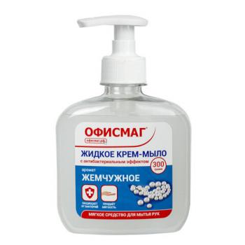Мыло-крем жидкое 300 г ОФИСМАГ, "Премиум жемчужное", с антибактериальным эффектом, дозатор, 606782 - Премиум Сервис